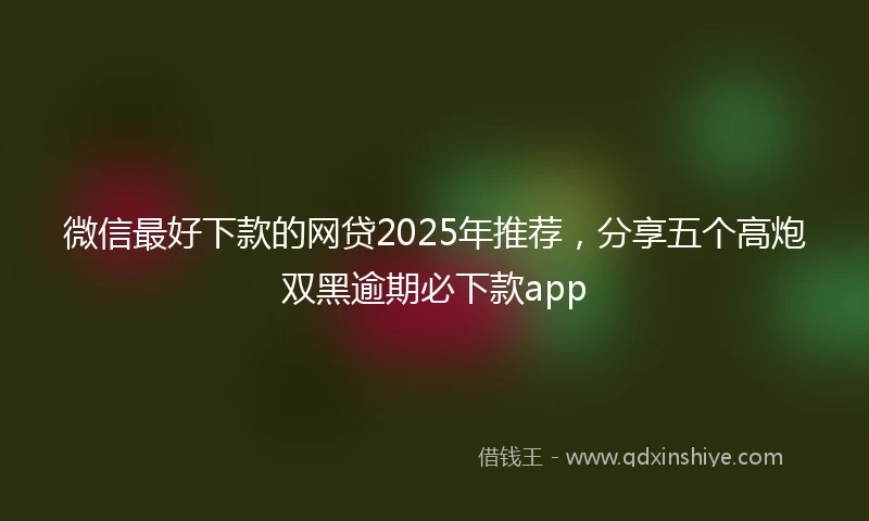 微信最好下款的网贷2025年推荐，分享五个高炮双黑逾期必下款app