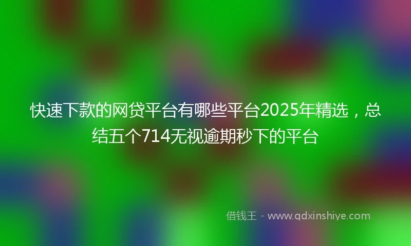 快速下款的网贷平台有哪些平台2025年精选，总结五个714无视逾期秒下的平台