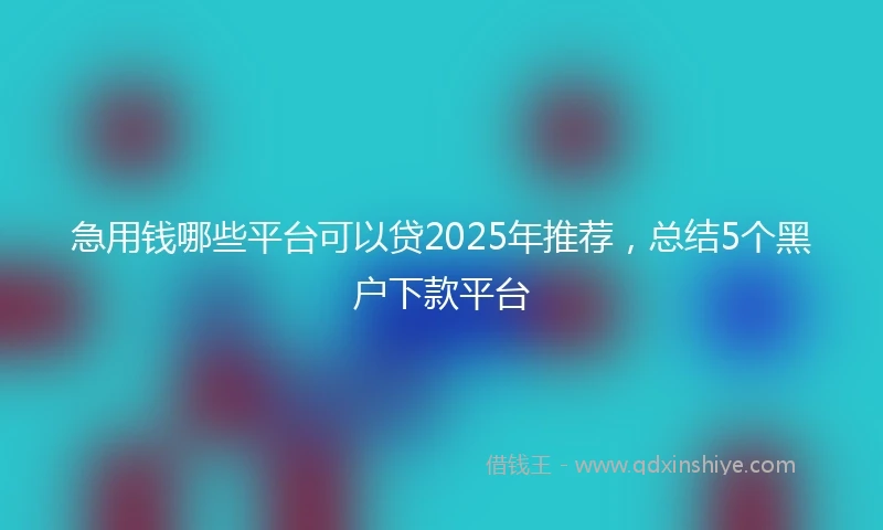 急用钱哪些平台可以贷2025年推荐，总结5个黑户下款平台