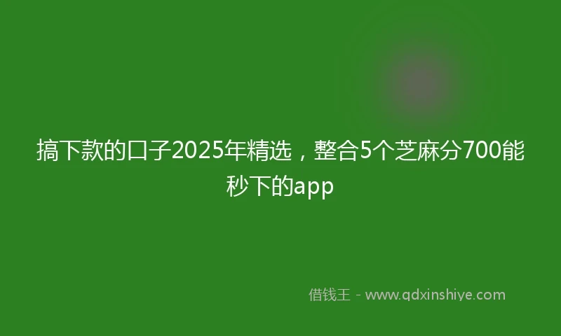 搞下款的口子2025年精选，整合5个芝麻分700能秒下的app