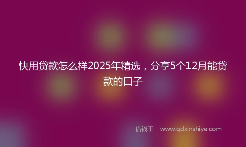快用贷款怎么样2025年精选，分享5个12月能贷款的口子