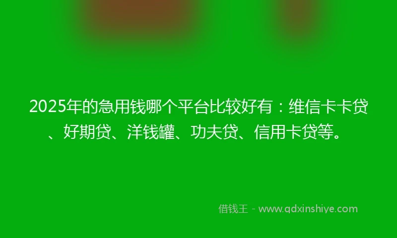 2025年的急用钱哪个平台比较好有：维信卡卡贷、好期贷、洋钱罐、功夫贷、信用卡贷等。