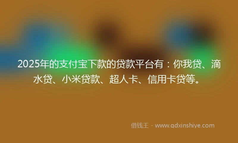 2025年的支付宝下款的贷款平台有：你我贷、滴水贷、小米贷款、超人卡、信用卡贷等。