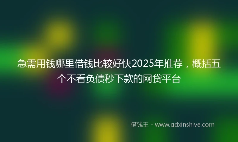 急需用钱哪里借钱比较好快2025年推荐，概括五个不看负债秒下款的网贷平台