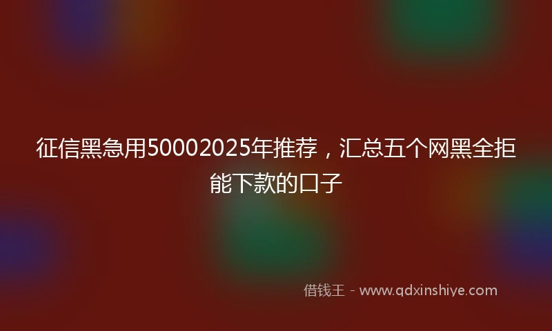 征信黑急用50002025年推荐，汇总五个网黑全拒能下款的口子