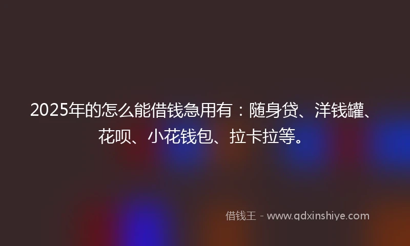 2025年的怎么能借钱急用有：随身贷、洋钱罐、花呗、小花钱包、拉卡拉等。