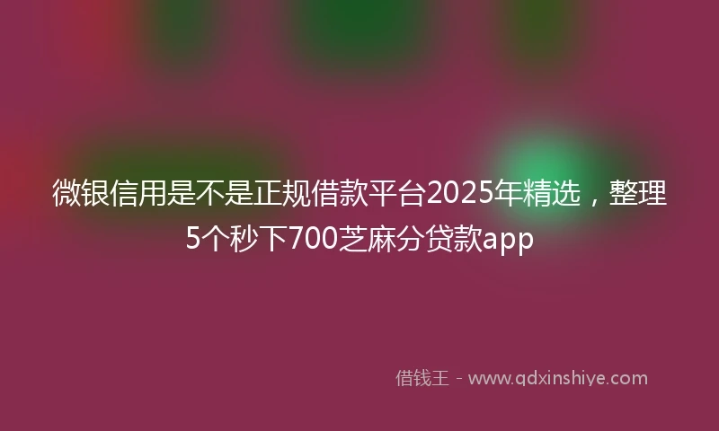 微银信用是不是正规借款平台2025年精选，整理5个秒下700芝麻分贷款app