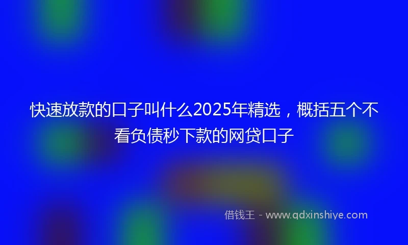 快速放款的口子叫什么2025年精选，概括五个不看负债秒下款的网贷口子