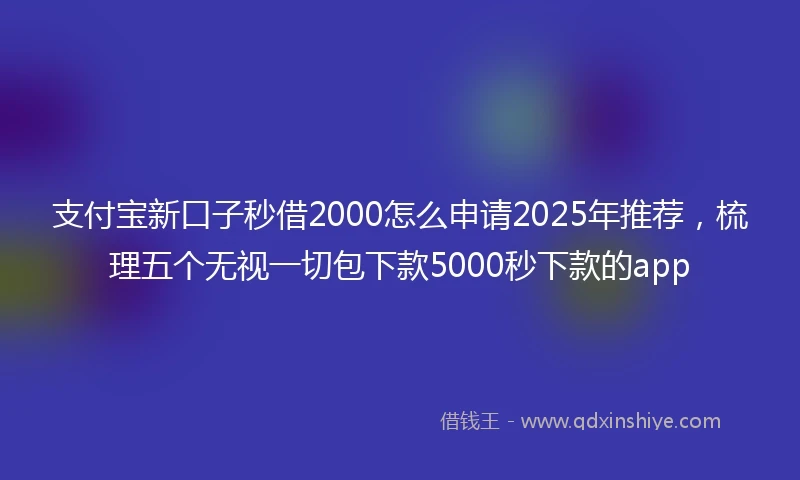 支付宝新口子秒借2000怎么申请2025年推荐，梳理五个无视一切包下款5000秒下款的app