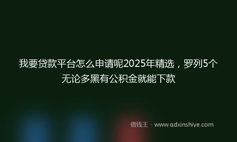 我要贷款平台怎么申请呢2025年精选，罗列5个无论多黑有公积金就能下款