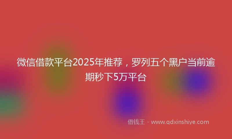 微信借款平台2025年推荐,罗列五个黑户当前逾期秒下5万平台