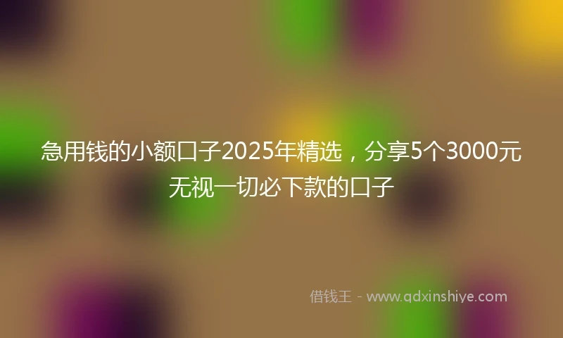 急用钱的小额口子2025年精选，分享5个3000元无视一切必下款的口子