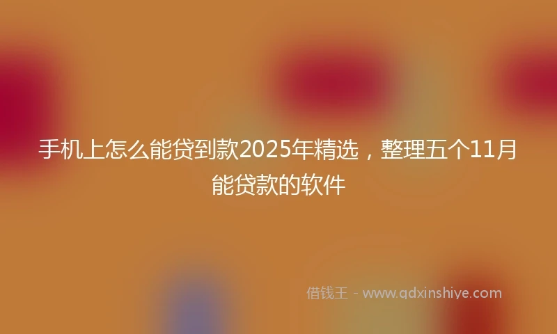 手机上怎么能贷到款2025年精选，整理五个11月能贷款的软件