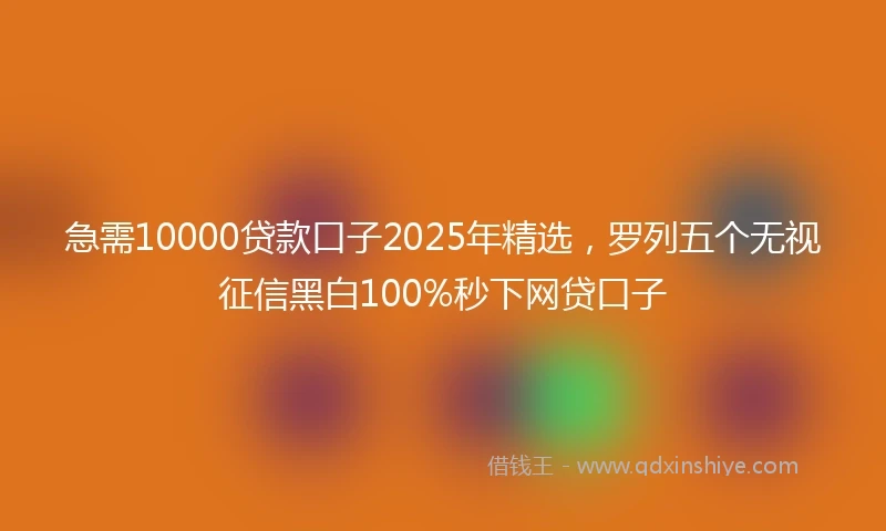 急需10000贷款口子2025年精选，罗列五个无视征信黑白100%秒下网贷口子