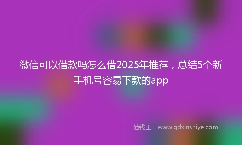 微信可以借款吗怎么借2025年推荐，总结5个新手机号容易下款的app