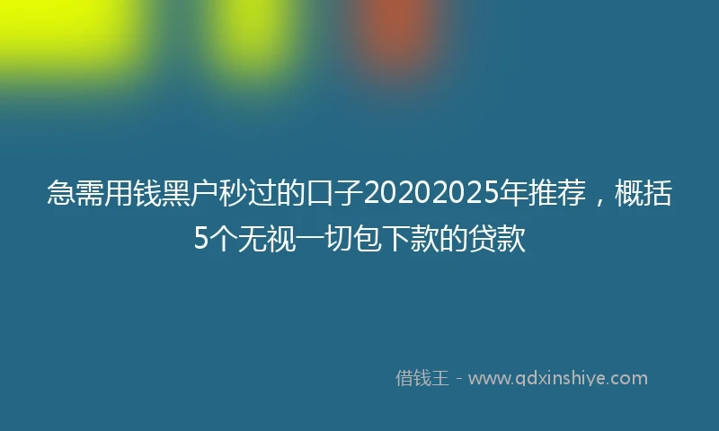 急需用钱黑户秒过的口子20202025年推荐，概括5个无视一切包下款的贷款