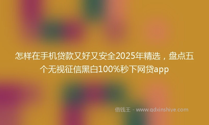 怎样在手机贷款又好又安全2025年精选，盘点五个无视征信黑白100%秒下网贷app