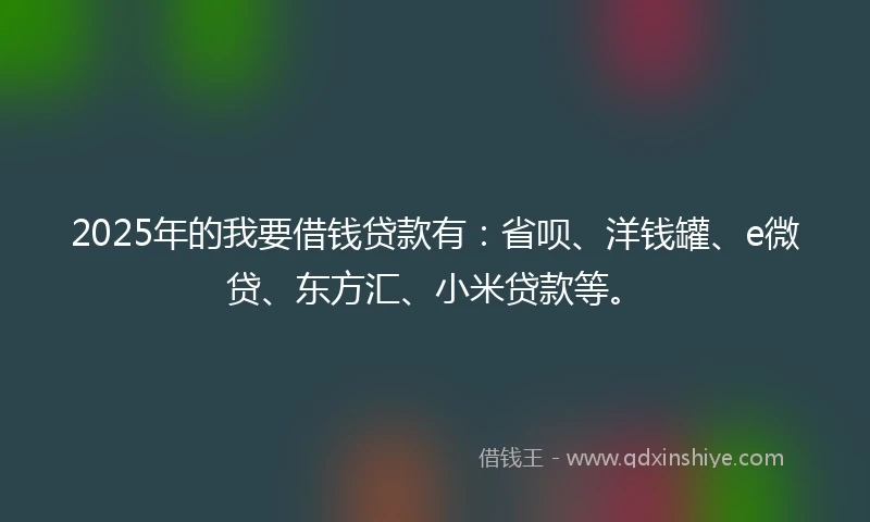 2025年的我要借钱贷款有：省呗、洋钱罐、e微贷、东方汇、小米贷款等。