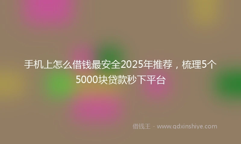 手机上怎么借钱最安全2025年推荐，梳理5个5000块贷款秒下平台