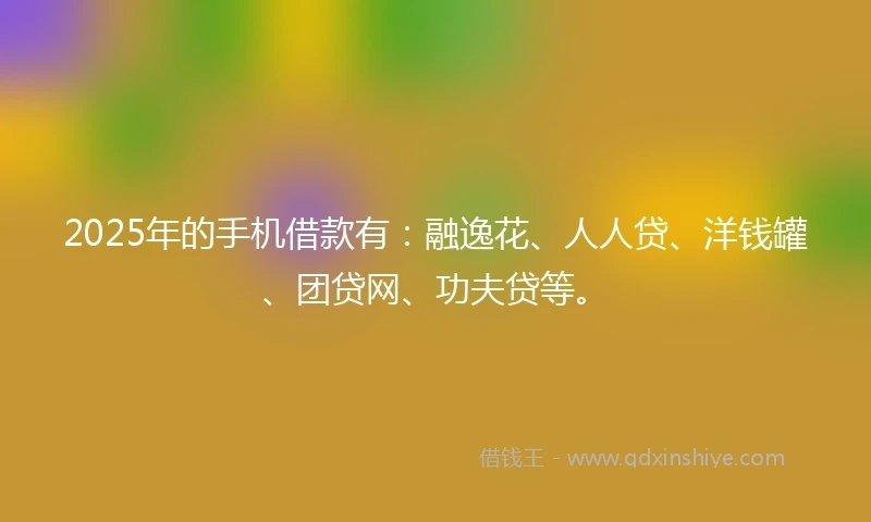 2025年的手机借款有：融逸花、人人贷、洋钱罐、团贷网、功夫贷等。