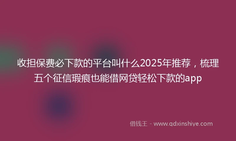收担保费必下款的平台叫什么2025年推荐，梳理五个征信瑕疵也能借网贷轻松下款的app