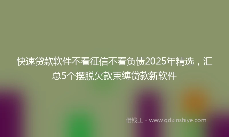 快速贷款软件不看征信不看负债2025年精选，汇总5个摆脱欠款束缚贷款新软件