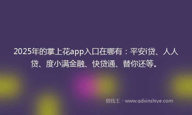 2025年的掌上花app入口在哪有：平安i贷、人人贷、度小满金融、快贷通、替你还等。