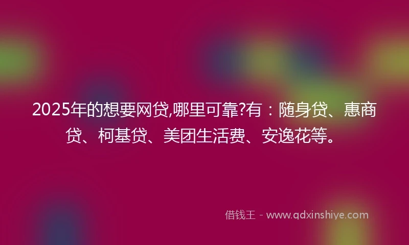 2025年的想要网贷,哪里可靠?有：随身贷、惠商贷、柯基贷、美团生活费、安逸花等。