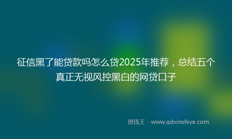 征信黑了能贷款吗怎么贷2025年推荐，总结五个真正无视风控黑白的网贷口子