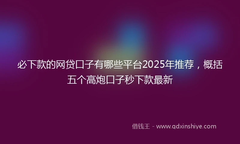 必下款的网贷口子有哪些平台2025年推荐，概括五个高炮口子秒下款最新