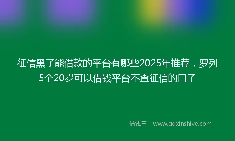 征信黑了能借款的平台有哪些2025年推荐，罗列5个20岁可以借钱平台不查征信的口子