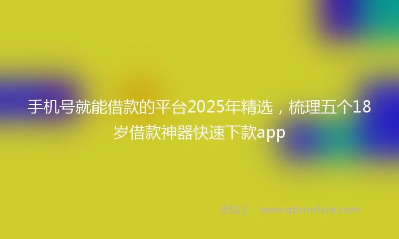 手机号就能借款的平台2025年精选，梳理五个18岁借款神器快速下款app