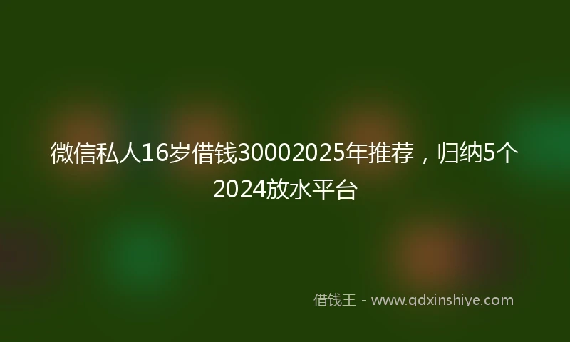 微信私人16岁借钱30002025年推荐，归纳5个2024放水平台