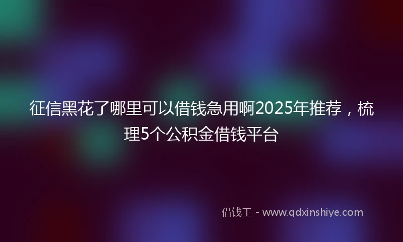 征信黑花了哪里可以借钱急用啊2025年推荐，梳理5个公积金借钱平台