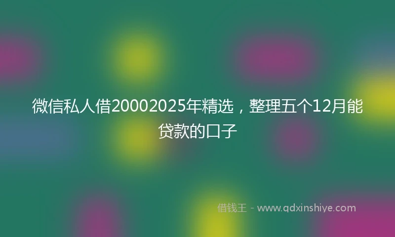 微信私人借20002025年精选，整理五个12月能贷款的口子