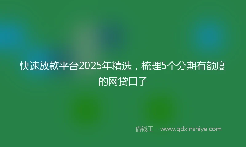 快速放款平台2025年精选，梳理5个分期有额度的网贷口子