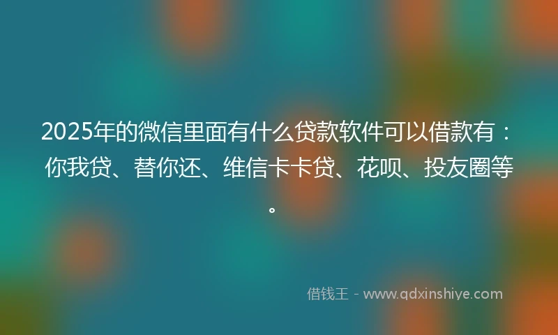 2025年的微信里面有什么贷款软件可以借款有：你我贷、替你还、维信卡卡贷、花呗、投友圈等。