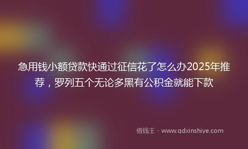 急用钱小额贷款快通过征信花了怎么办2025年推荐，罗列五个无论多黑有公积金就能下款