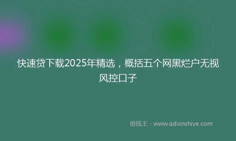快速贷下载2025年精选，概括五个网黑烂户无视风控口子