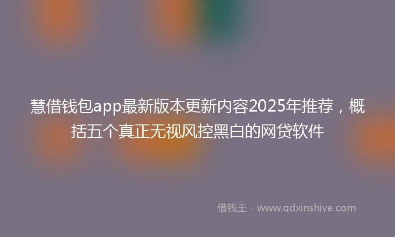 慧借钱包app最新版本更新内容2025年推荐，概括五个真正无视风控黑白的网贷软件