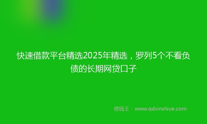 快速借款平台精选2025年精选，罗列5个不看负债的长期网贷口子