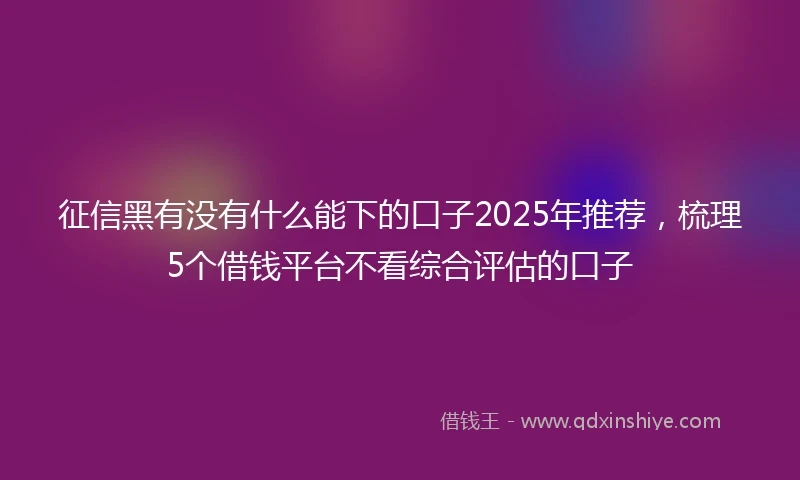 征信黑有没有什么能下的口子2025年推荐，梳理5个借钱平台不看综合评估的口子