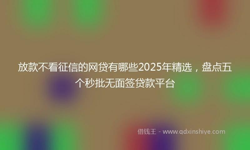 放款不看征信的网贷有哪些2025年精选，盘点五个秒批无面签贷款平台
