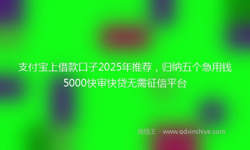 支付宝上借款口子2025年推荐，归纳五个急用钱5000快审快贷无需征信平台