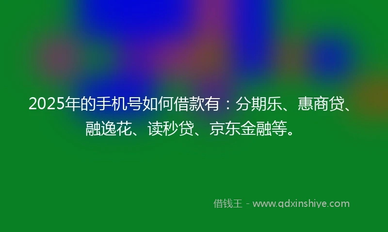 2025年的手机号如何借款有：分期乐、惠商贷、融逸花、读秒贷、京东金融等。