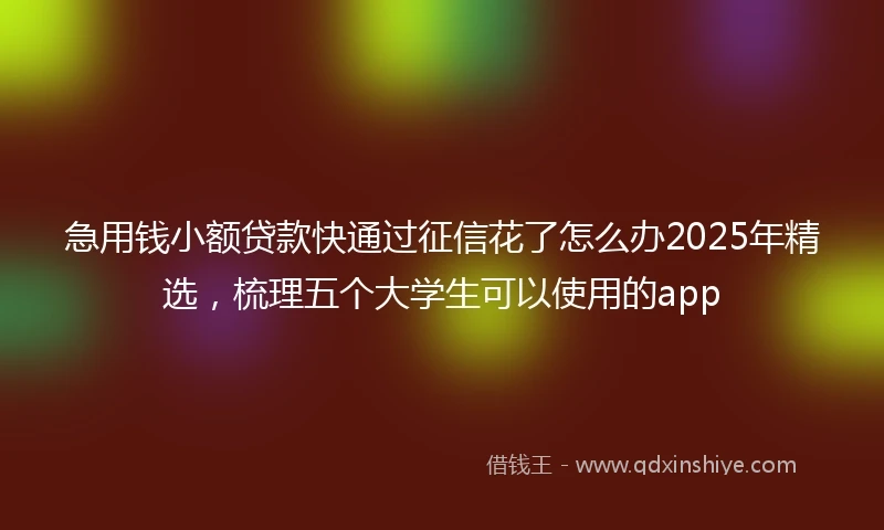 急用钱小额贷款快通过征信花了怎么办2025年精选，梳理五个大学生可以使用的app