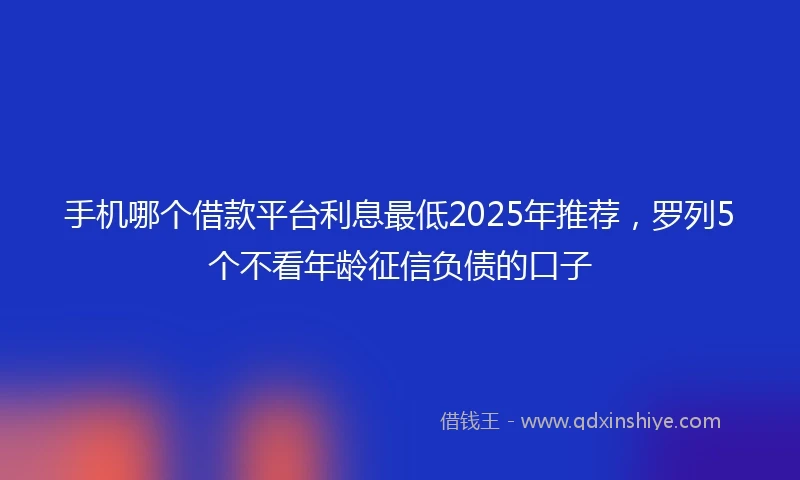 手机哪个借款平台利息最低2025年推荐，罗列5个不看年龄征信负债的口子