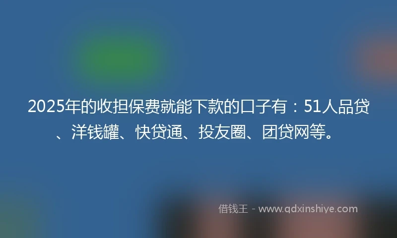 2025年的收担保费就能下款的口子有：51人品贷、洋钱罐、快贷通、投友圈、团贷网等。