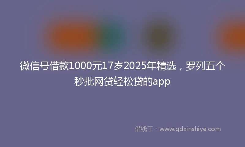 微信号借款1000元17岁2025年精选,罗列五个秒批网贷轻松贷的app