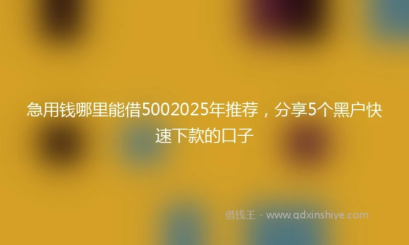 急用钱哪里能借5002025年推荐，分享5个黑户快速下款的口子